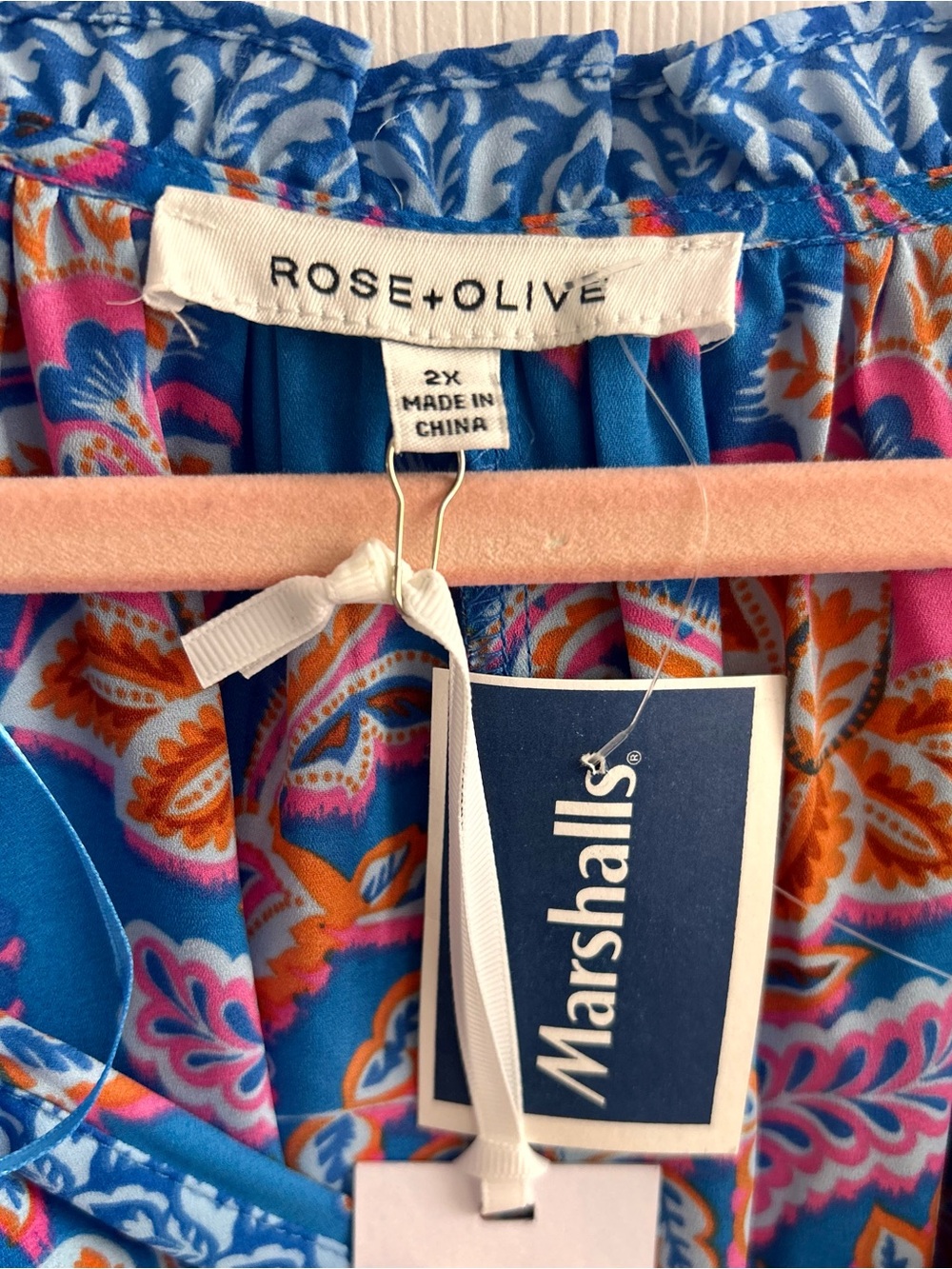Rose & Olive Royal Blue Paisley Tie-Front Blouse - Picture 2 of 2